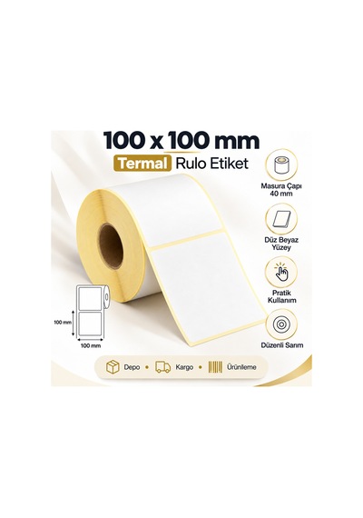 100x100 Mm Rulo Ribonsuz/ Termal Barkod Etiketi 40 Mm Masura 500 Sarım 500 Adet