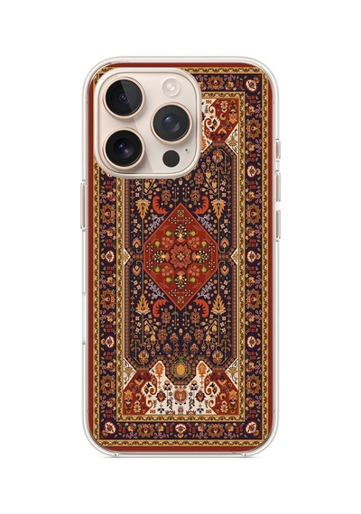 İphone 16 Pro Uyumlu Anadolu Motif Halısı Baskılı Silikon Kılıf Renkli
