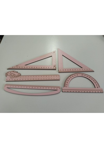 Cetvel Takımı 5 Li Set 3 Mm Mdf Matematik-okul İçin