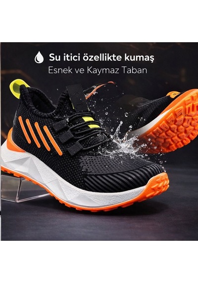 Papucumun Dünyası Günlük Çocuk Spor Ayakkabı Su İtici Dalgıç Kumaş Sıyah - Turuncu - Oranj Papucumun Dünyası Günlük Çocuk Spor Ayakkabı Su İtici Dalgıç Kumaş Sıyah - Turuncu - Oranj