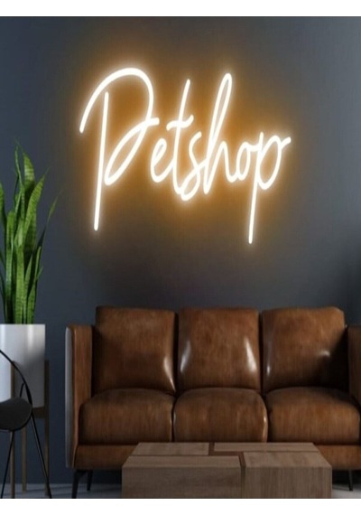 Petshop Yazılı Neon Tabela Turuncu