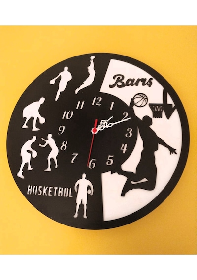 Basketbol Severler İçin Modern Duvar Saati Şık Ve Kalite Bir Arada No:1078 Beyaz