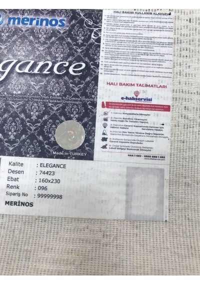 Merinos Halı Elegance 74423 096 Serisi Akrilik Salon Oturma Yatak Odası Halısı Gri - Krem