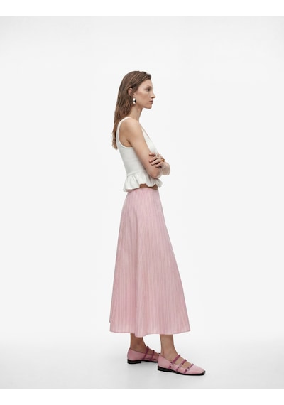 Koton Pamuklu Poplin Kumaş Çan Kesim Çizgili Midi Etek Pınk Strıpe 6sak70287ew Pembe Çizgili Koton Pamuklu Poplin Kumaş Çan Kesim Çizgili Midi Etek Pınk Strıpe 6sak70287ew Pembe Çizgili