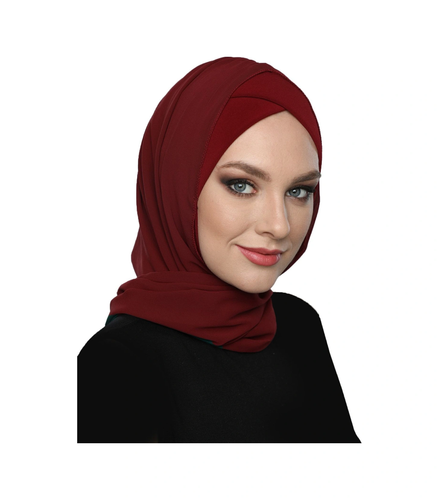 Elysianfidan Şallı Takmatik Sade Bordo Hazır Türban Tesettür Bone Namaz Örtüsü Bordo