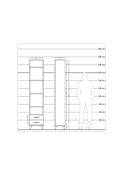 Arges Dolap 5 Raflı 2 Çekmeceli 44x30x221 Antrasit-antrasit Antrasit