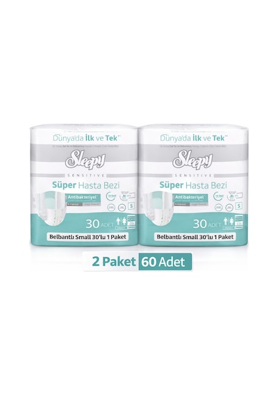 Sleepy Belbantlı Hasta Bezi S Beden 60 Adet 2 Paket X 30 Adet