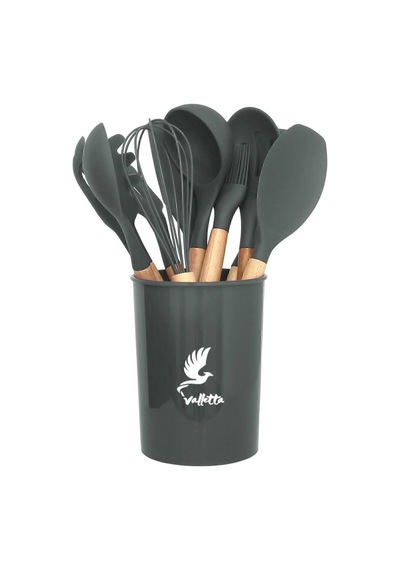 Mikla Isıya Dayanıklı Yanmaz Yapışmaz 33 Parça Silikon Spatula Mutfak Seti Gri Diğer