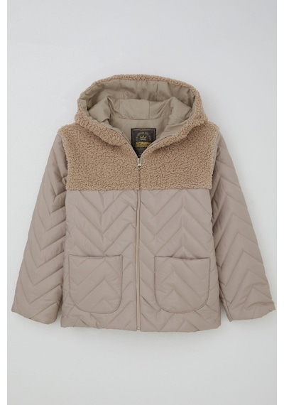 Reycan Erkek Çocuk Kapitone Mont Fermuarlı Peluş Detaylı 5-8 Yaş, Taş Taş