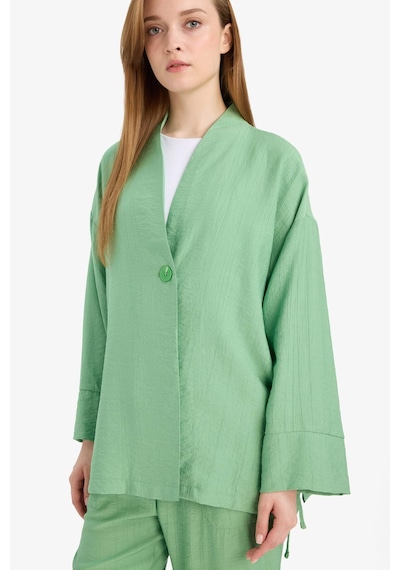 Defacto Relax Fit Krinkıl Kumaş Uzun Kollu Kimono Tunik E1109ax25smgn769 Yeşil