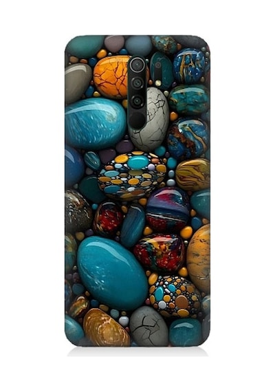 Xiaomi Redmi 9 Uyumlu Renkli Doğal Taşlar Desenli Silikon Kılıf