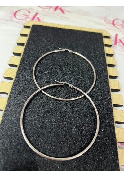 Büyük Halka Küpe Gümüş Renk 316l Çelik 7 Cm Altın - Çok Renkli