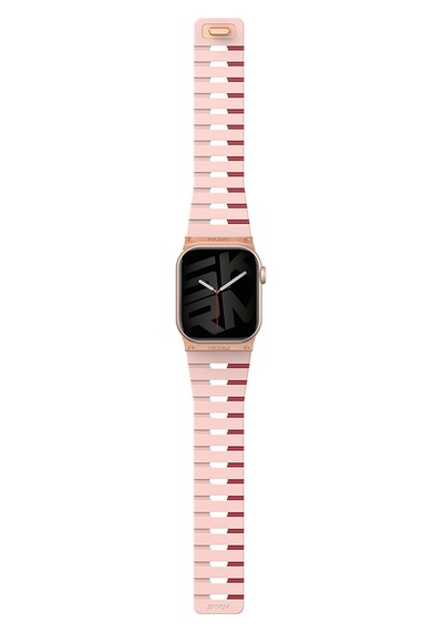 Watch 10 Serisi 42mm Uyumlu Skinarma Gemini Serisi Tpu Magnetik Silikon Kordon Pembe