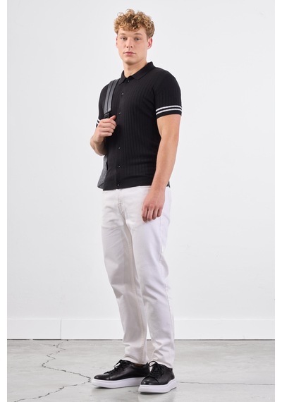 Dufy Fitilli Polo Triko Tshirt SIYAH