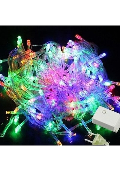 Led Işık Renkli 10 Metre Yılbaşı Işığı Fişli Şeffaf Kablolu 8 Fonksiyonlu