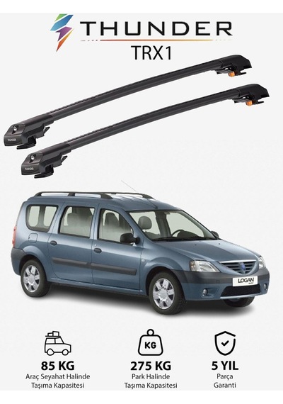 Dacıa Logan Mcv 2007-2012 Trx1 Thunder Carrier Kilitli Ara Atkı Taşıyıcı Tavan Barı Gri
