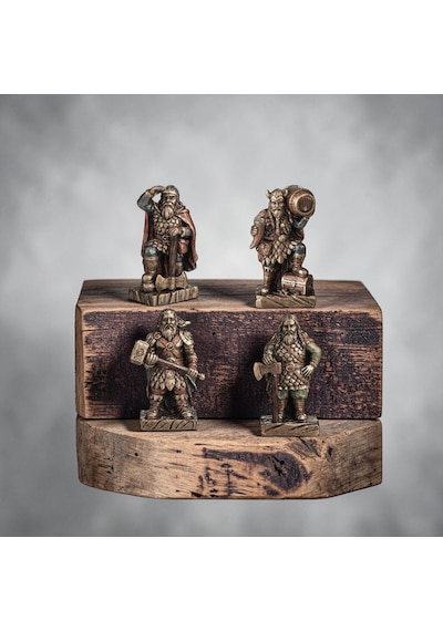 Wıse 4 Lü Viking Savaşçıları Dekoratif Obje Seti Poliresin Koleksiyon Figürleri -