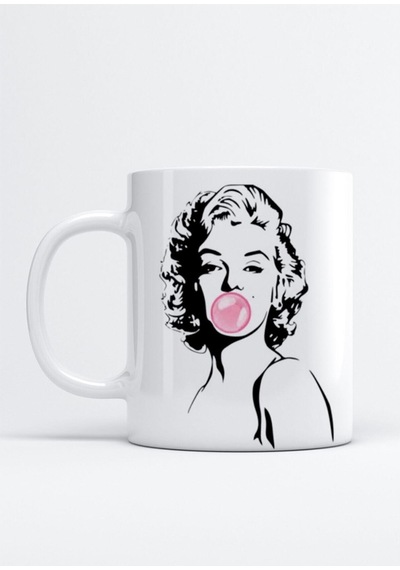 Marilyn Monroe Sakız Baskı Porselen Kupa Bardak Beyaz