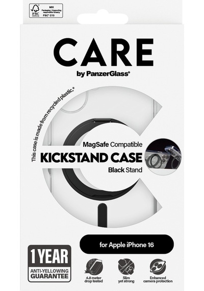 Care By Panzerglass Apple Uyumlu iPhone 16 Feature Kickstand & Magsafe - Siyah Kılıf Siyah
