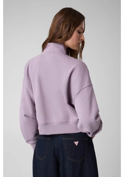 Guess Yarım Fermuarlı Mor Kadın Sweatshirt W6yq05k3862