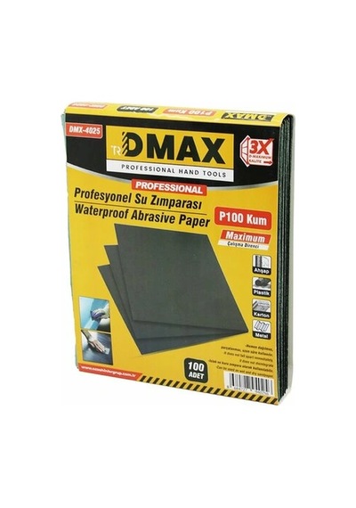 100 Adet P100 Kum - Kağıt - Su Zımparası -230x280mm - Kullanım Metal - Ahşap - Plastik - Karton 5047