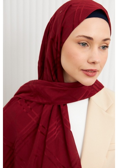 Mirsoy Scarf Aura Desen Pamuk Jakar Şal Bordo