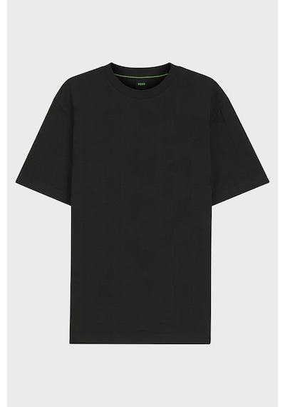 Boss Jakarlı % 100 Pamuk Bisiklet Yaka T Shirt Erkek T Shirt 50563981 001 Siyah
