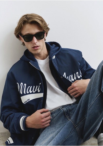 Mavi - Mavi Jeans Baskılı Lacivert Kolej Ceket 0110624-89353 Lacivert