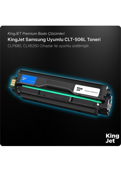 Kingjet Samsung Uyumlu Clt-c506l Yüksek Kapasiteli Mavi Cyan Çipli  Uyumlu Toner