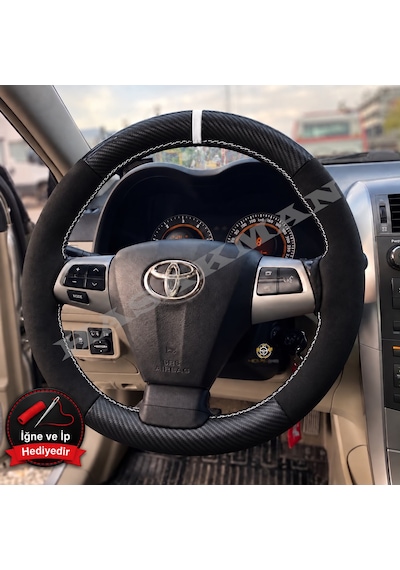 Toyota Verso Ar20 Dikme Direksiyon Kılıfı Alcantara Süet Mat Karbon Beyaz Yüzük Ve Dikiş 2009-2013