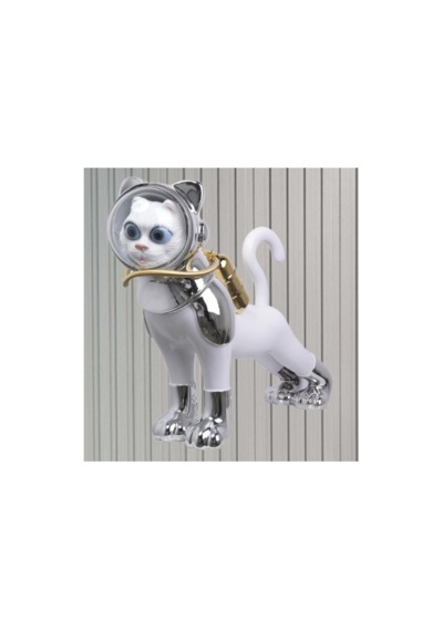 Dekoratif Kedi Heykelcik Reçine + Galvaniz Kaplama + Bakır 510mm