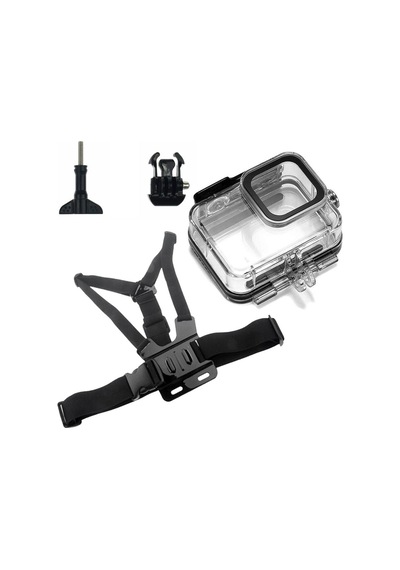 Gopro Hero 8 Su Geçirmez Muhafaza Göğüs Kemeri 4 Parça Set Go208