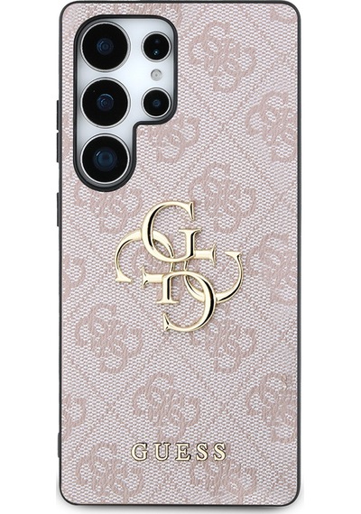 Galaxy Uyumlu S25 Ultra Kılıf Guess Lisanslı Pu Deri 4g Desenli Metal Büyük 4g Ve Yazı Logolu Kapak Pembe