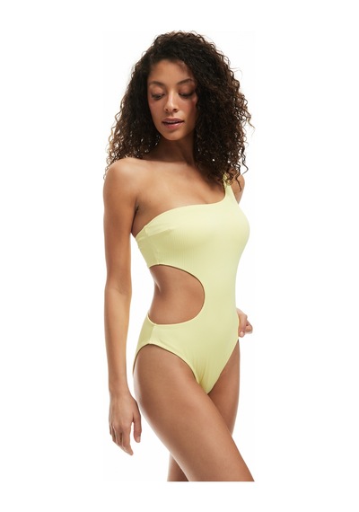 Koton Dokulu Cutout Detaylı Tek Omuz Mayokini Sarı 5sak20046mm Sarı