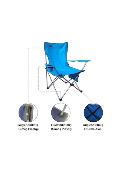 Madfox Campseat X90 Katlanır Kamp Sandalyesi Taşıma Çantalı Mavi