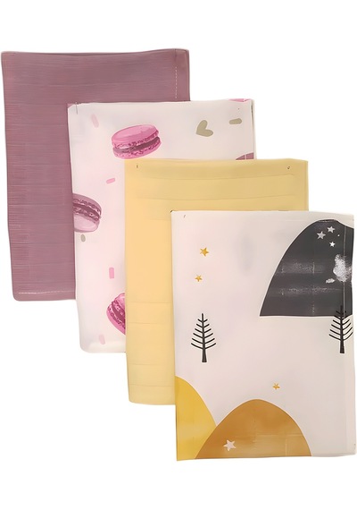 S-mall Bebek Müslin Omuz Ter Bezi 4'lü 40x30 CM Yellow Rainbow Çok Renkli