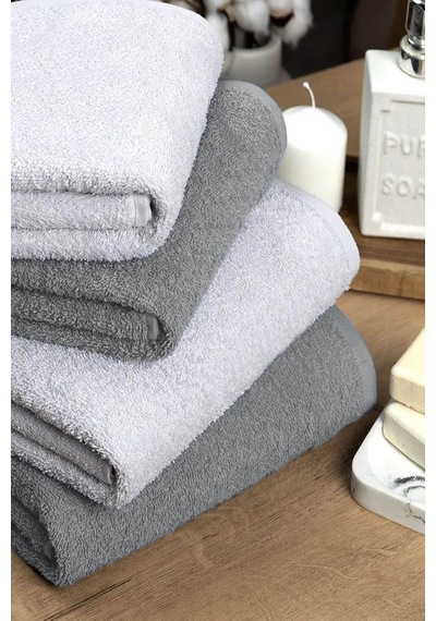 4 Lü Banyo Havlusu Takımı Soft Büyük Havlulu Pamuklu Havlu Seti 90x150 Cm Beyaz 001