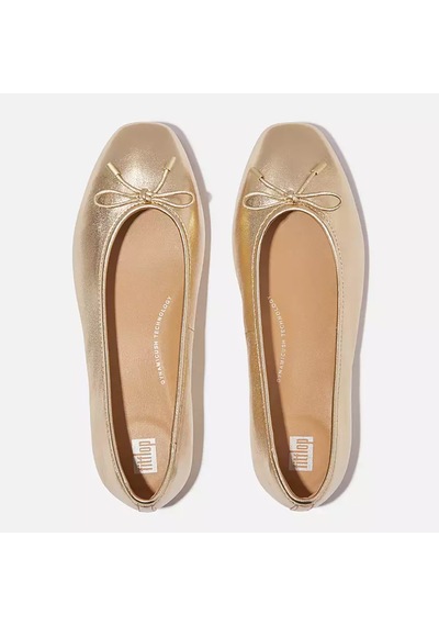 675 Platino Babet Kadın Ih2-c89/675 Fitflop Delıcato Bow Soft Metallic-leather Ballerinas Platin