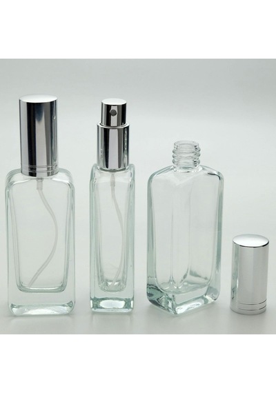 Parfüm Şişesi 30 ML 2 Adet Gri Metal Valf ve Kapak Boş Şişe