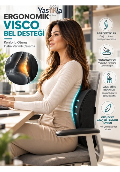 Ergonomik Ortopedik Visco Bel Destek Minderi Ofis Ev Ve Araç Koltuğu İçin Bel Yastığı