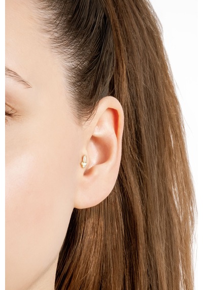 Baget Kesim 18 Ayar Sarı Altın Kaplama Gümüş Tragus-helix Piercing Sarı