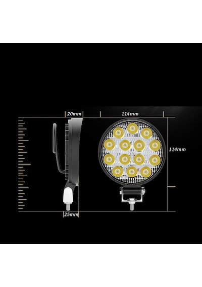 Off Road 14 Led 42 Watt Yuvarlak Traktör Tır Kamyon Tekne Sis Farı Projektör Çalışma Lambası
