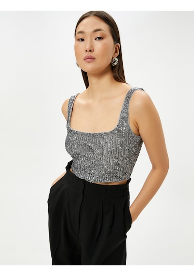 Koton Abiye Büstiyer Pul-payet İşlemeli Crop Kalın Askılı Bol Kalıp Gri 4sak30001fk 4SAK30001FK023 Koton Abiye Büstiyer Pul-payet İşlemeli Crop Kalın Askılı Bol Kalıp Gri 4sak30001fk 4SAK30001FK023