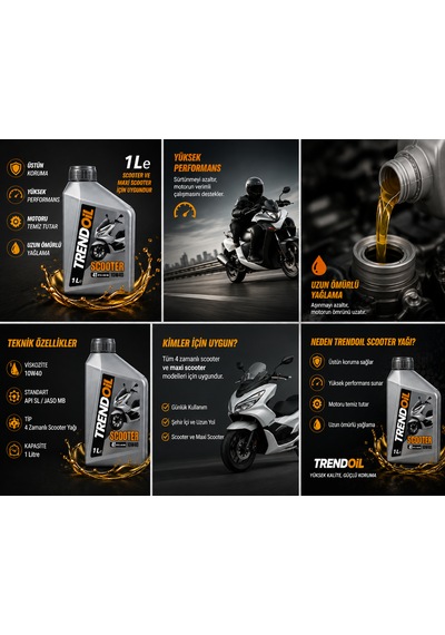 Trendoil 10w-40 4t Motosiklet Motor Yağı 1lt Apı Sl/jaso Mb Sentetik