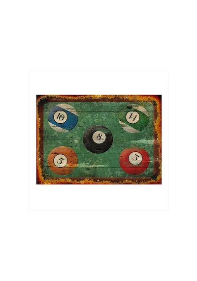 Bedeko Bilardo Topları Desenli Ahşap Tablo 50 Cm X 70 Cm