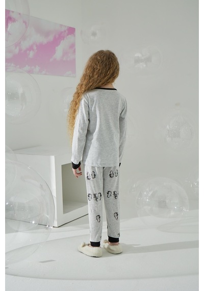 Kız Çocuk Uzun Kol Gri Pijama Takımı C8t5n7o5 001