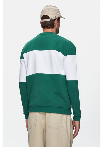 Ucla Archer Yeşil Bisiklet Yaka Nakışlı Loose Fit Erkek Sweatshirt Yeşil