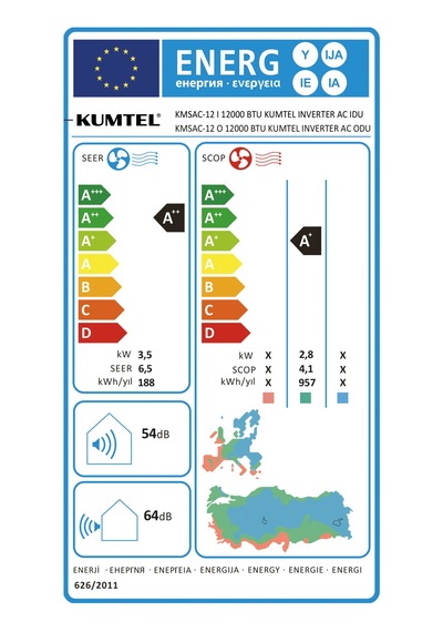 Kumtel Matsu KMSAC-12 A++ 12000 BTU Inverter Duvar Tipi Klima