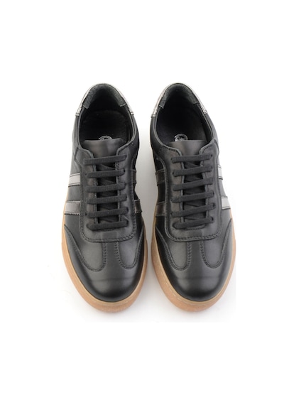 Bambi Siyah Beyaz Hakiki Deri Kadın Sneaker K01045050103