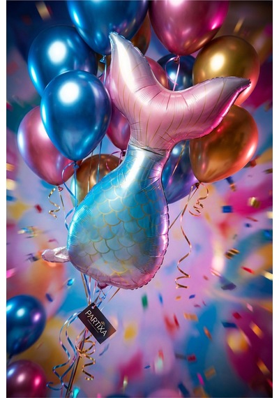 Pembe Mavi Denizkızı Kuyruğu Folyo Balon 50x81 Cm Denizkızı Temalı Çocuk Doğum Günü Parti Süsü Çok Renkli